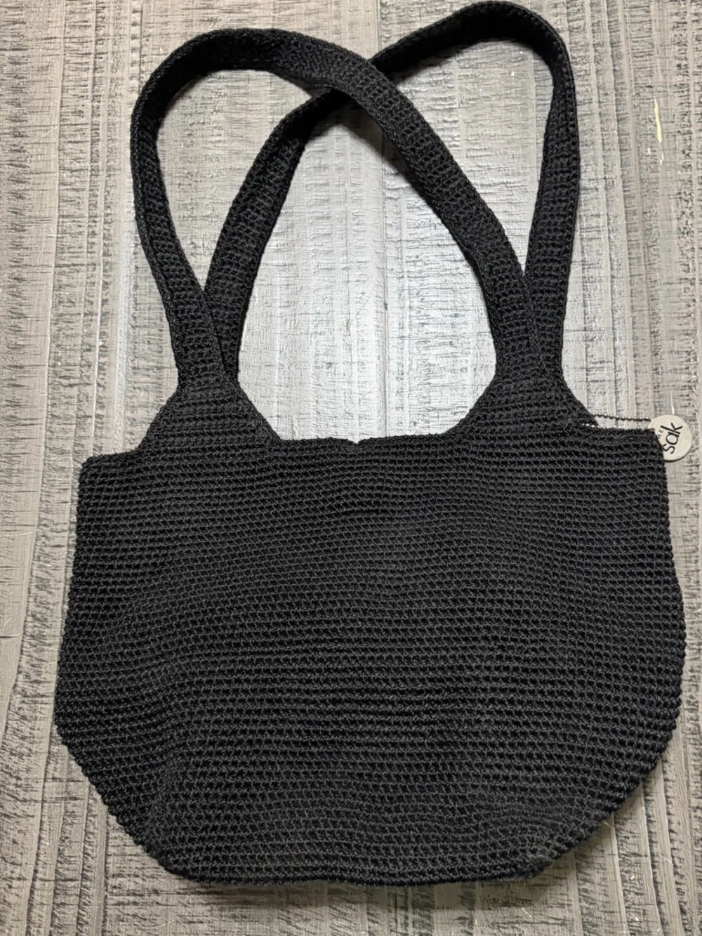 The Sak Black Knit Vintage Tote with Bag Charm